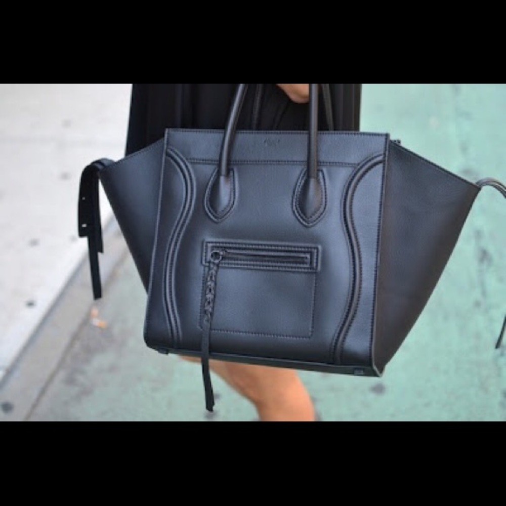 Authentic Celine Phantom luggage tote bag Black